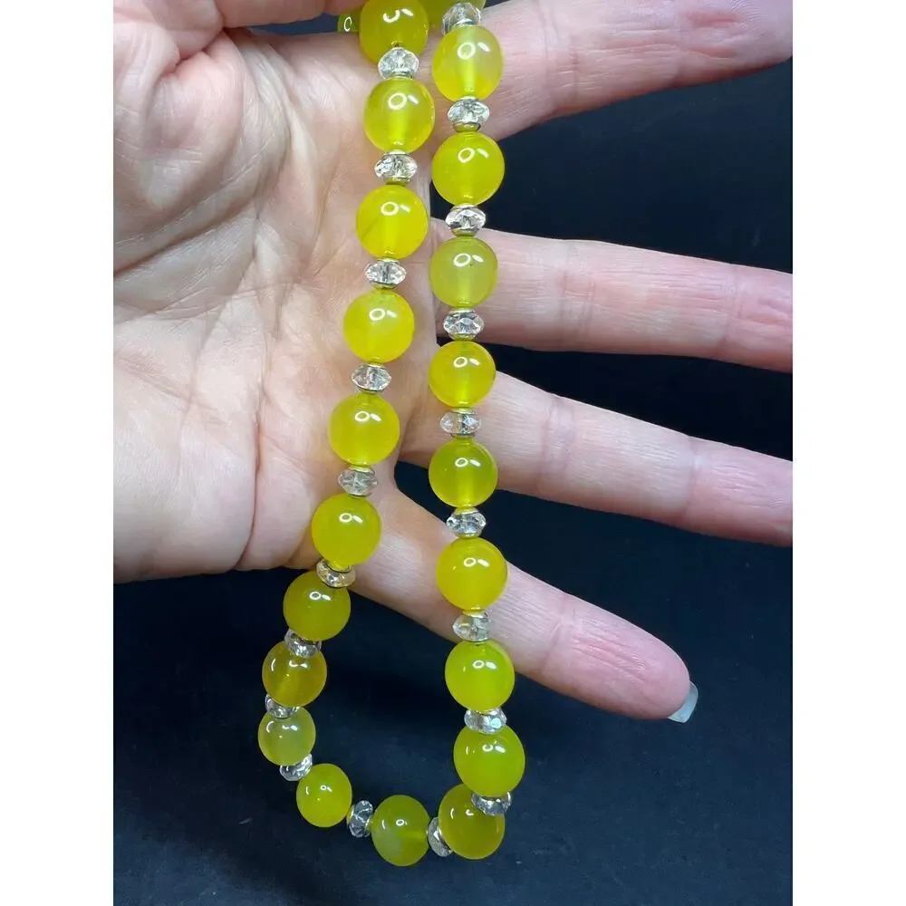NEW Yellow chalcedony and quartz Sterling silver necklace